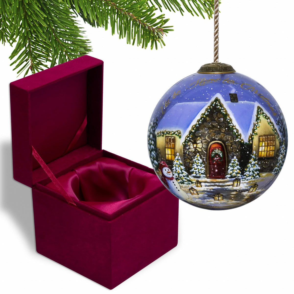 Home for Christmas Hand Painted Mouth Blown Glass Ornament LuxuryLifeWay Online Store