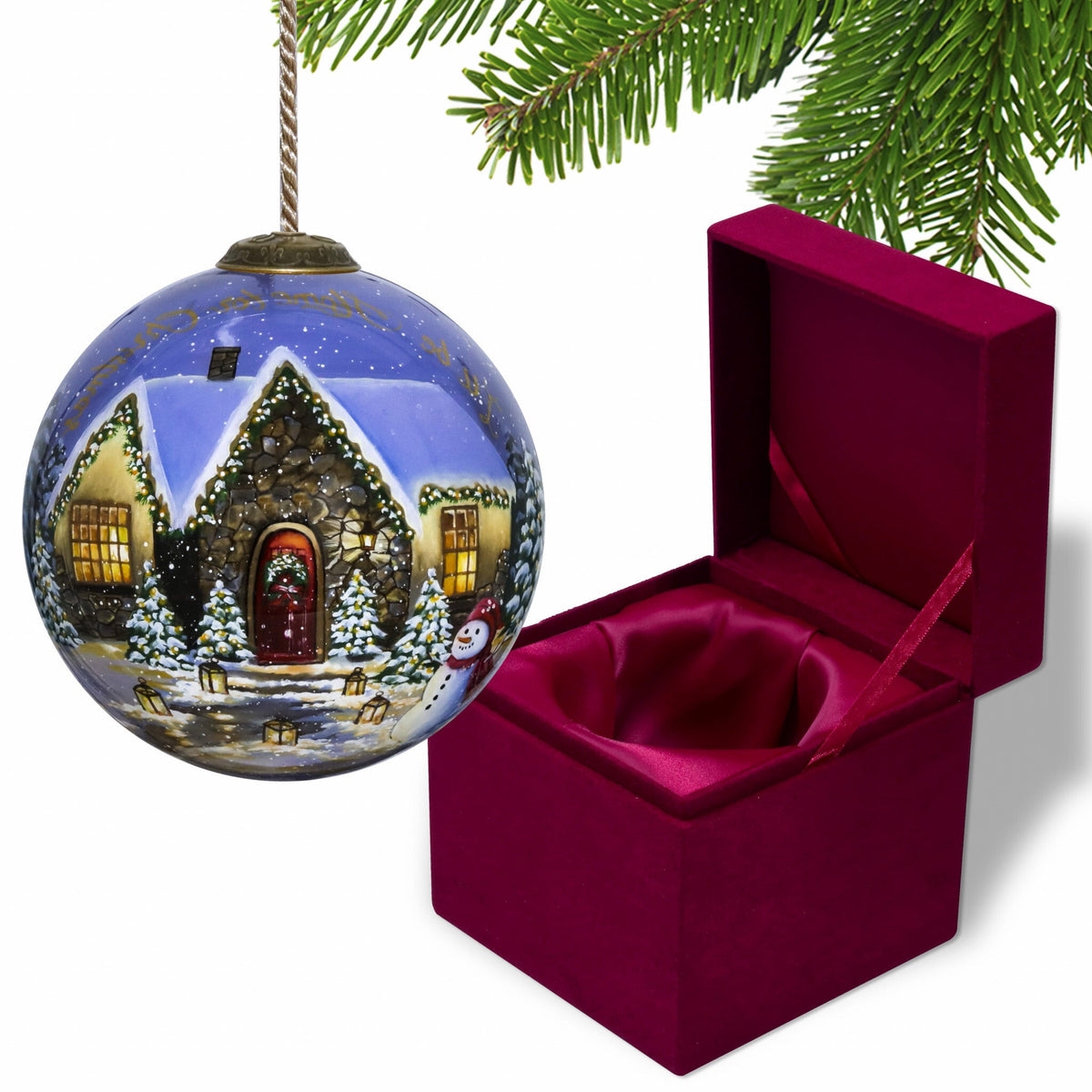 Home for Christmas Hand Painted Mouth Blown Glass Ornament LuxuryLifeWay Online Store