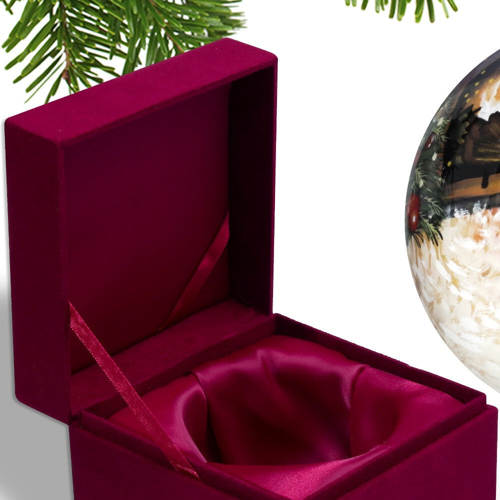 Puppy under the Christmas Tree Hand Painted Mouth Blown Glass Ornament LuxuryLifeWay Online Store
