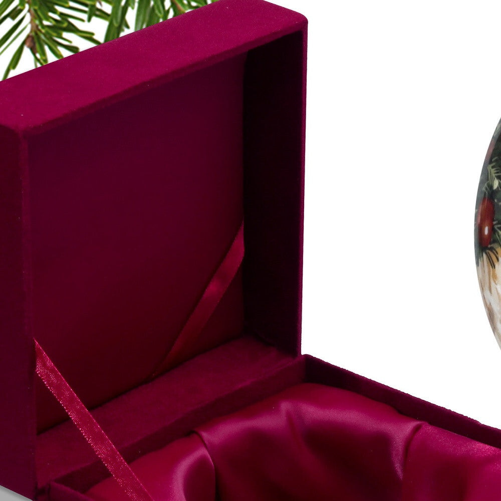 Puppy under the Christmas Tree Hand Painted Mouth Blown Glass Ornament LuxuryLifeWay Online Store