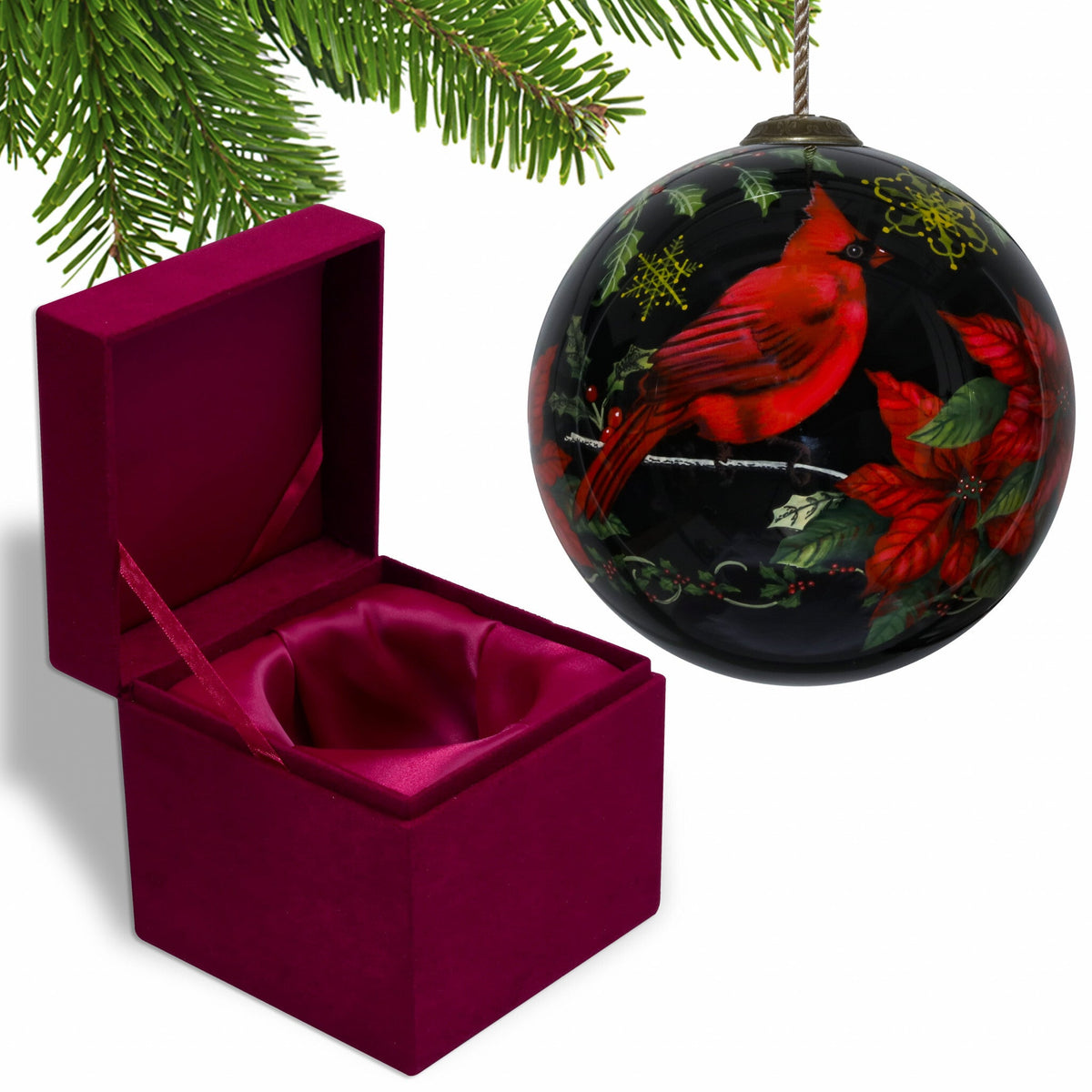 Glossy Red Cardinal Hand Painted Mouth Blown Glass Ornament LuxuryLifeWay Online Store