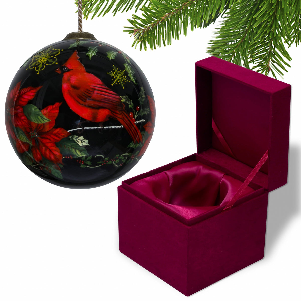 Glossy Red Cardinal Hand Painted Mouth Blown Glass Ornament LuxuryLifeWay Online Store
