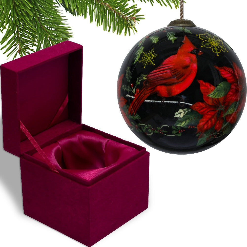 Glossy Red Cardinal Hand Painted Mouth Blown Glass Ornament LuxuryLifeWay Online Store