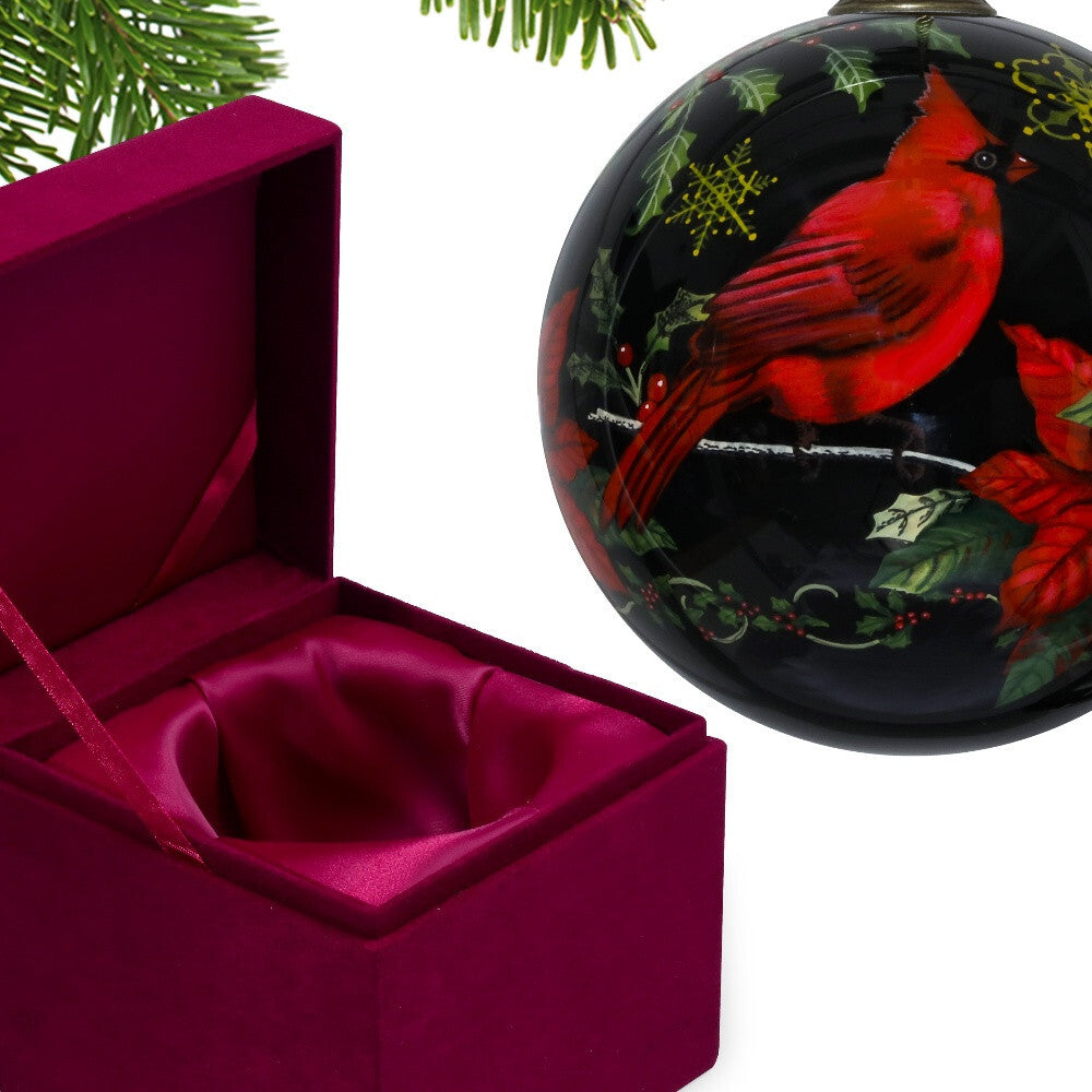 Glossy Red Cardinal Hand Painted Mouth Blown Glass Ornament LuxuryLifeWay Online Store
