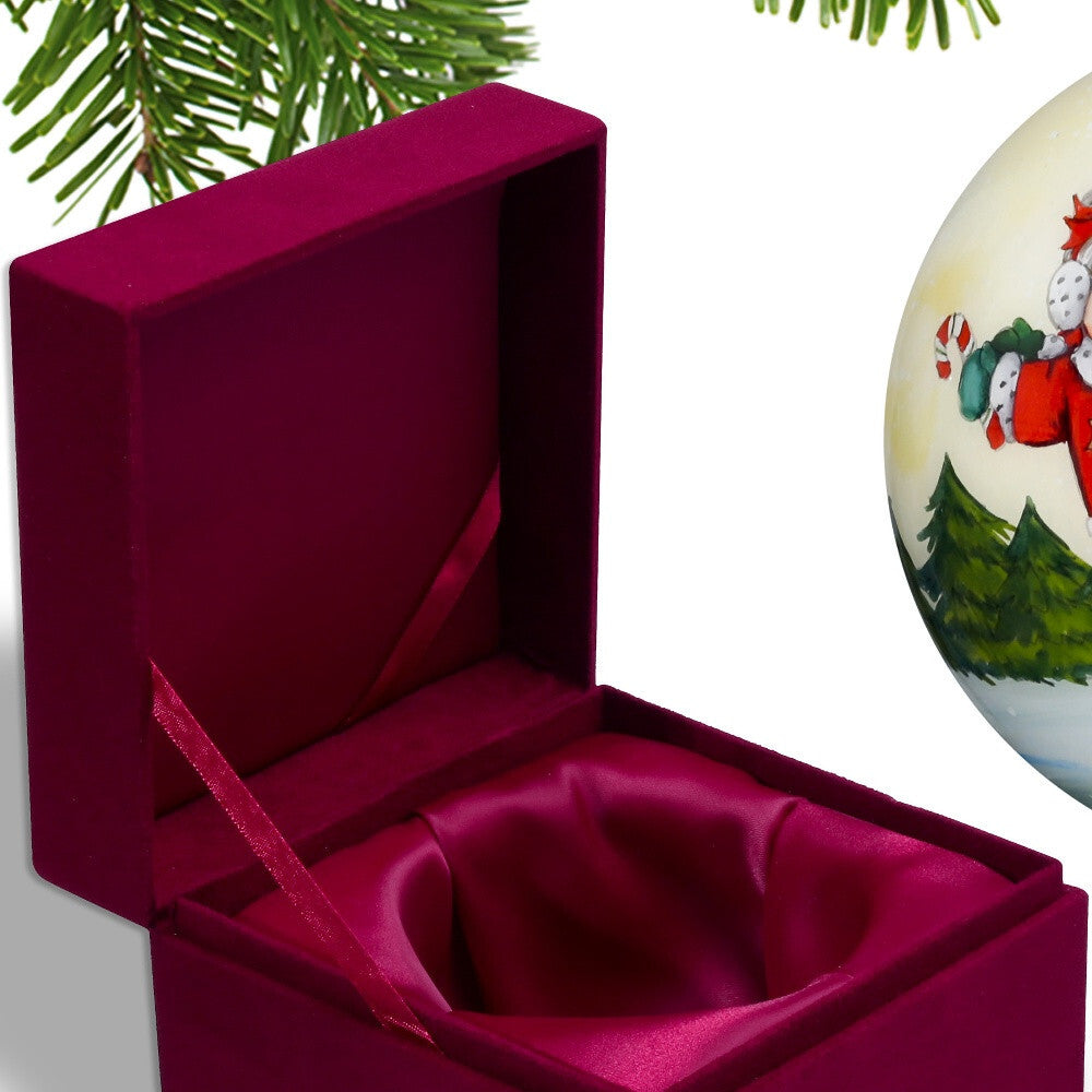 Ice Skating Mr. and Mrs. Santa Hand Painted Mouth Blown Glass Ornament LuxuryLifeWay Online Store