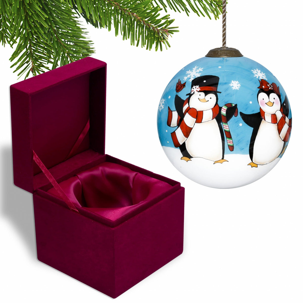 Anywhere with You is Always Better Penguin Hand Painted Mouth Blown Glass Ornament LuxuryLifeWay Online Store