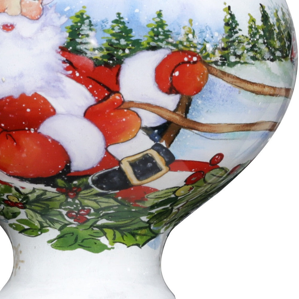 Santa Riding a Sleigh Hand Painted Mouth Blown Glass Ornament LuxuryLifeWay Online Store