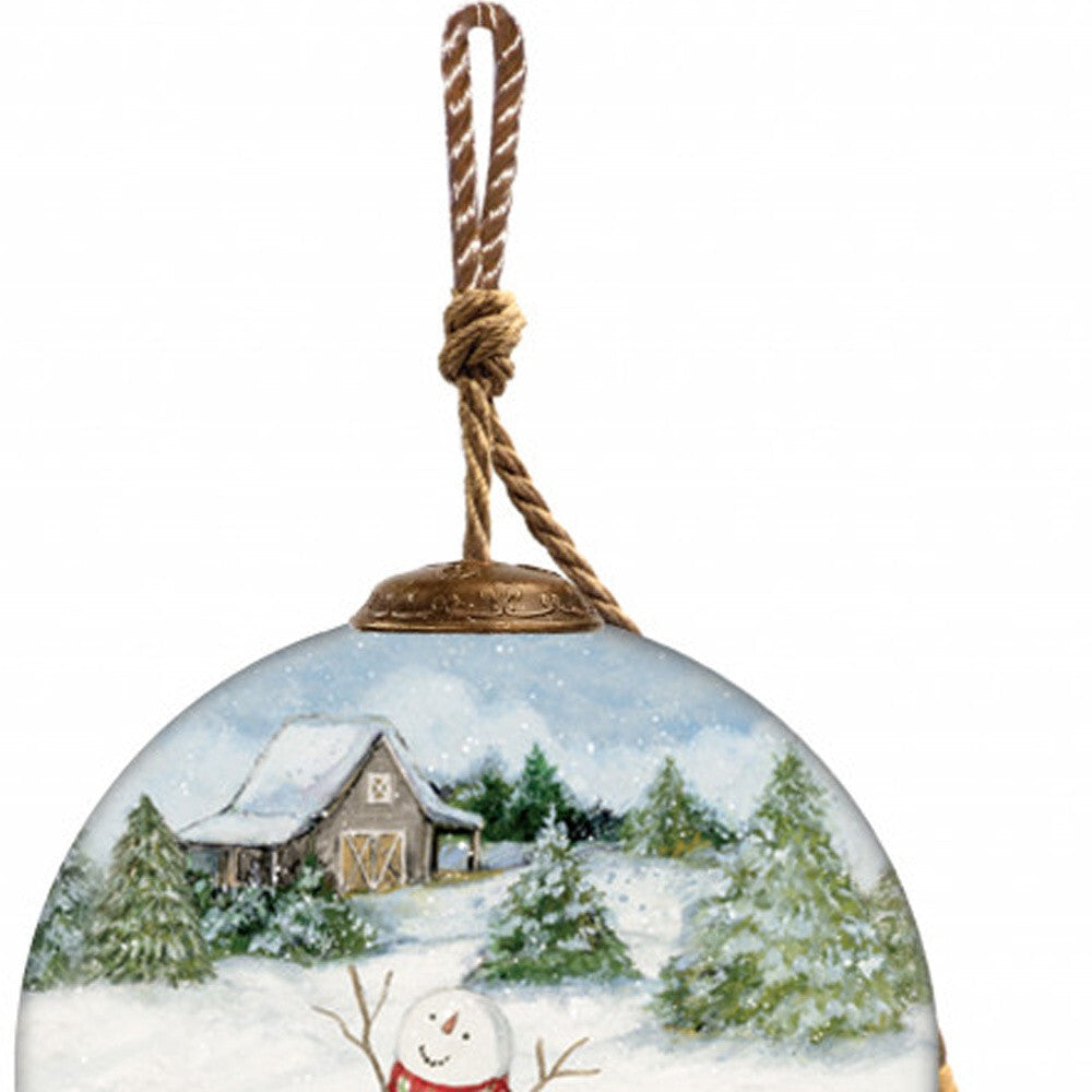 Snowy Mountains Ski Rental Hand Painted Mouth Blown Glass Ornament LuxuryLifeWay Online Store