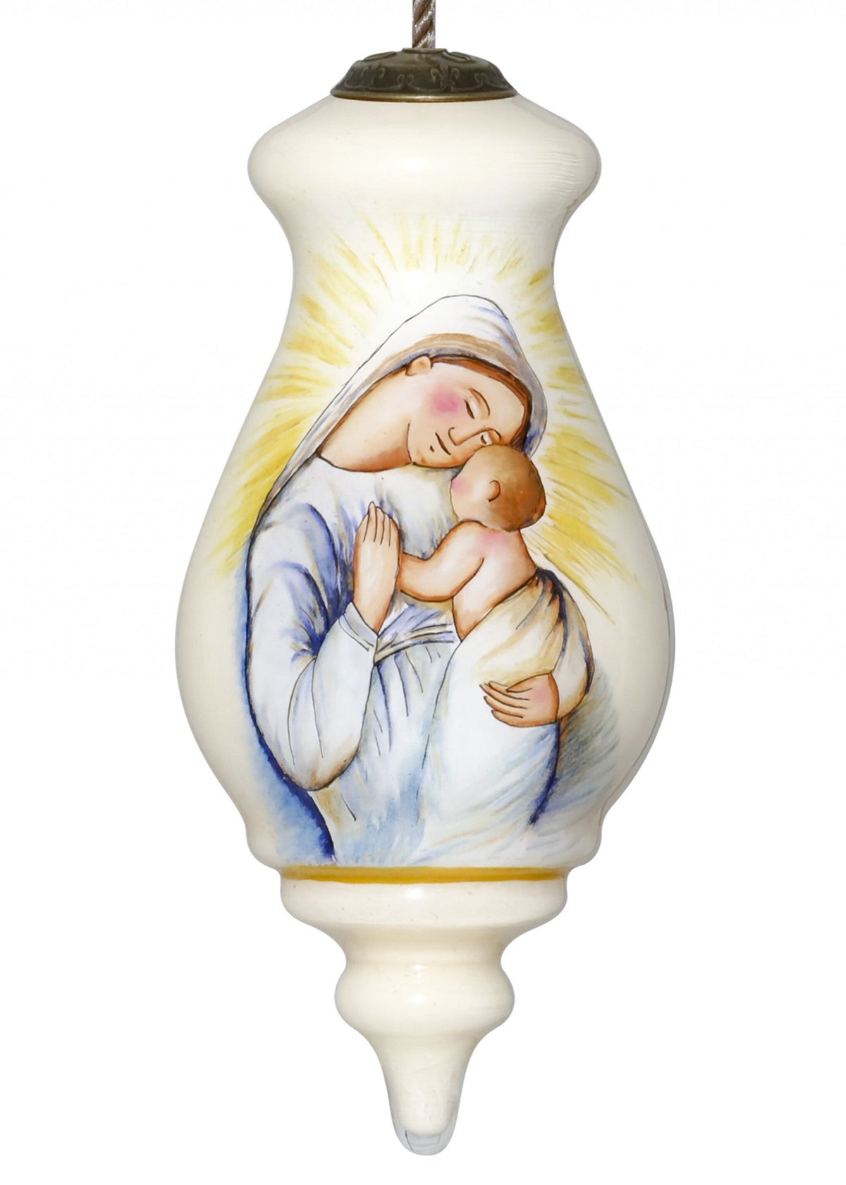 Mother Mary with Baby Hand Painted Mouth Blown Glass Ornament LuxuryLifeWay Online Store