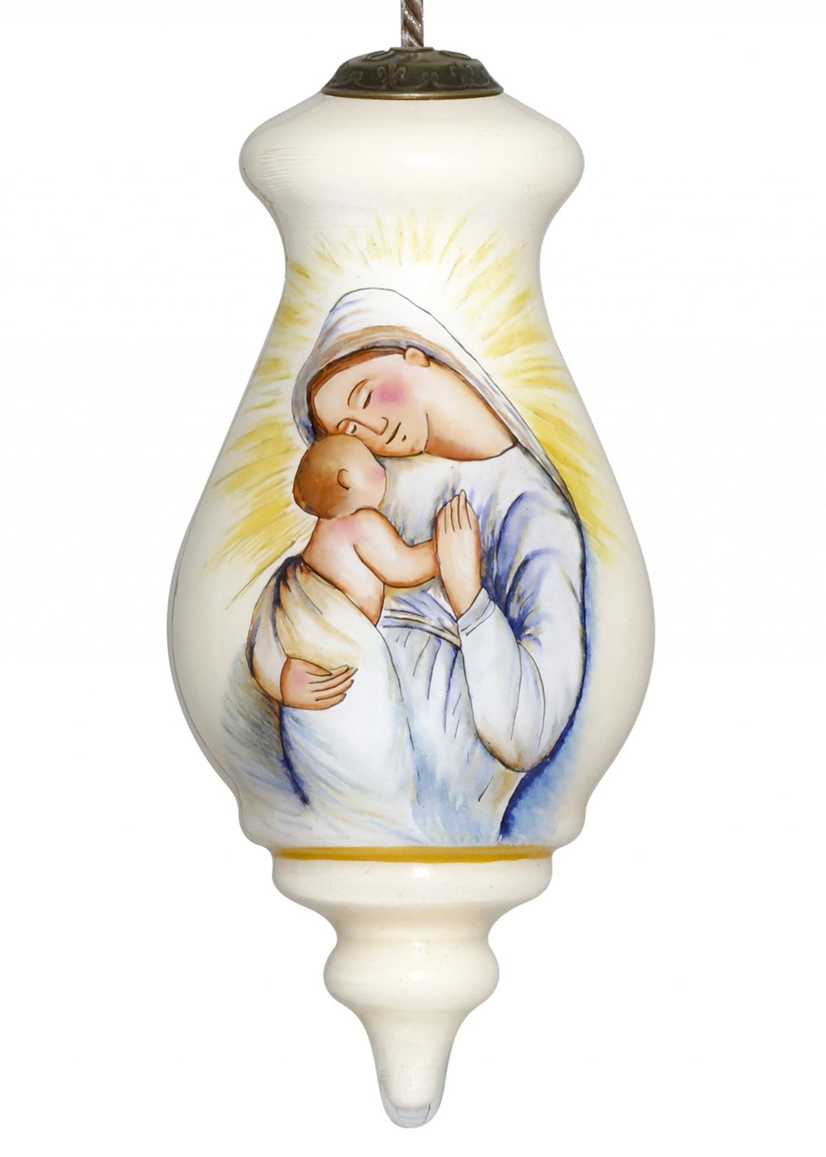 Mother Mary with Baby Hand Painted Mouth Blown Glass Ornament LuxuryLifeWay Online Store