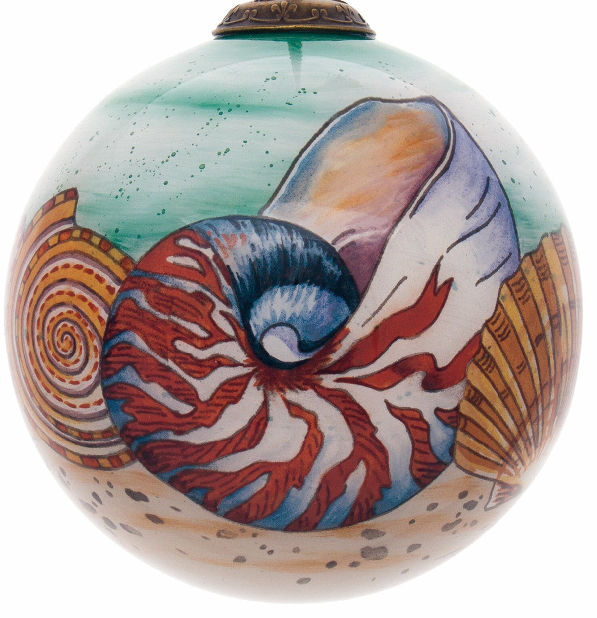 Sea Shell Hand Painted Mouth Blown Glass Ornament LuxuryLifeWay Online Store