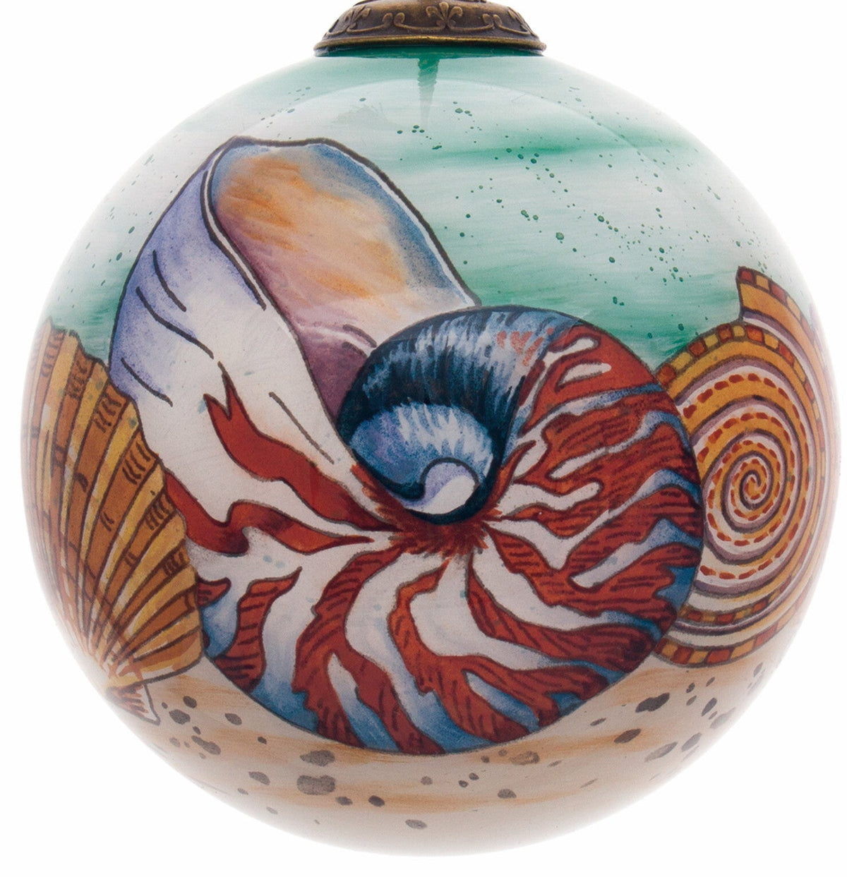 Sea Shell Hand Painted Mouth Blown Glass Ornament LuxuryLifeWay Online Store