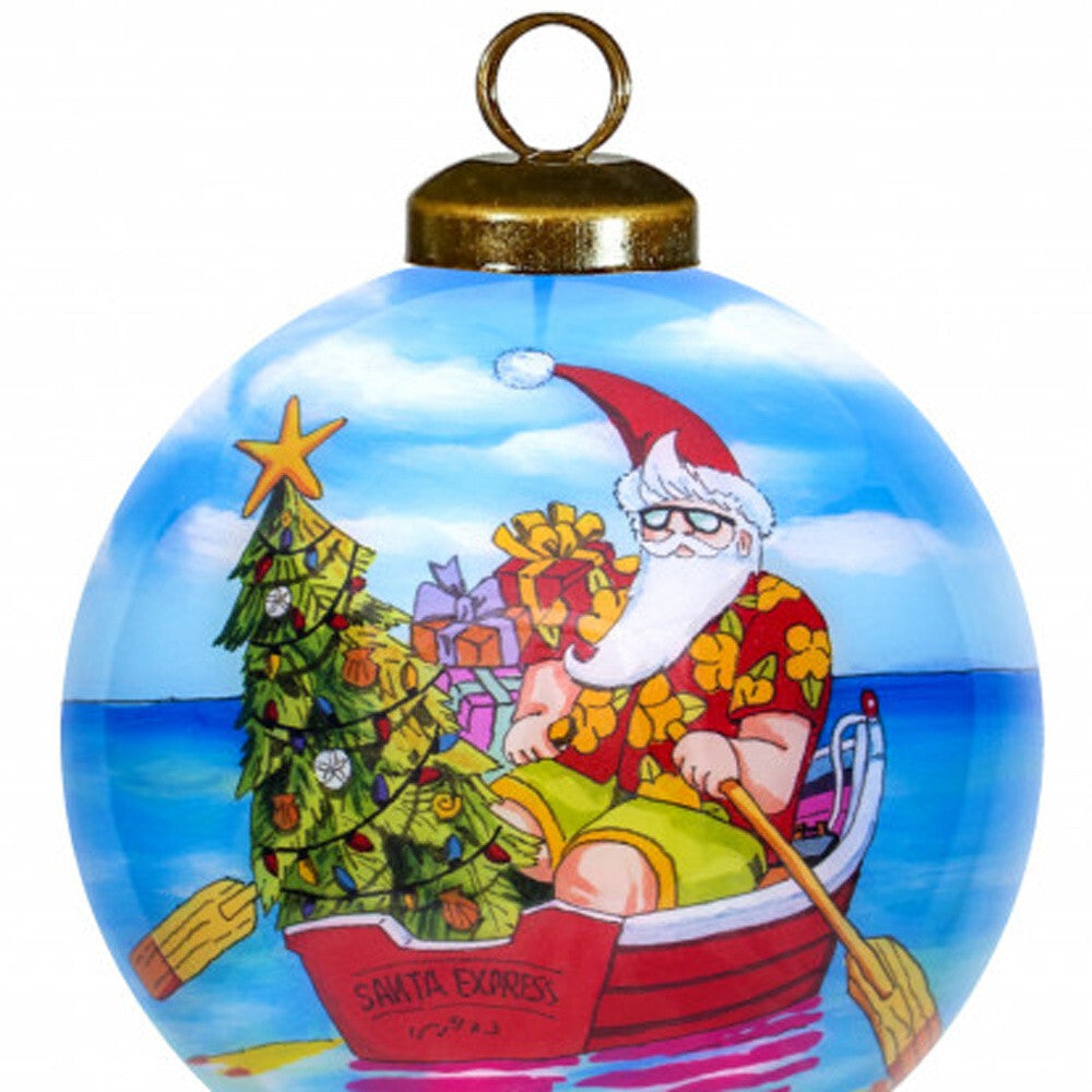 Rowing Santa Express Hand Painted Mouth Blown Glass Ornament LuxuryLifeWay Online Store