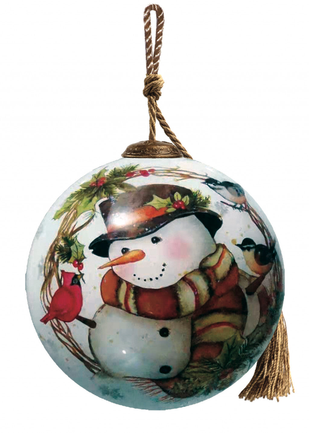 Winter Wreath Forest Snowman Hand Painted Mouth Blown Glass Ornament LuxuryLifeWay Online Store