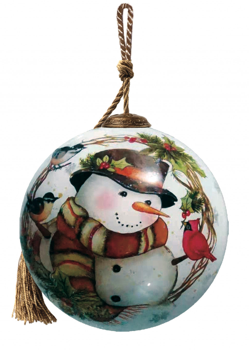 Winter Wreath Forest Snowman Hand Painted Mouth Blown Glass Ornament LuxuryLifeWay Online Store