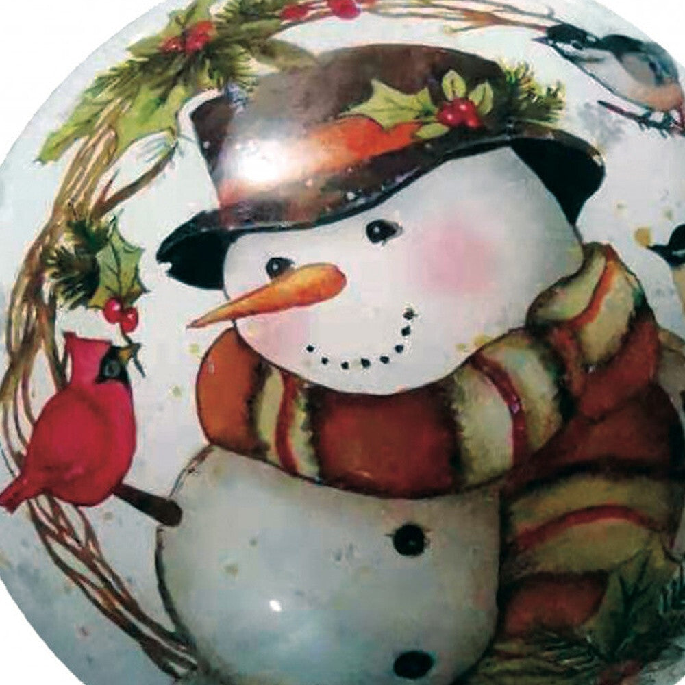 Winter Wreath Forest Snowman Hand Painted Mouth Blown Glass Ornament LuxuryLifeWay Online Store