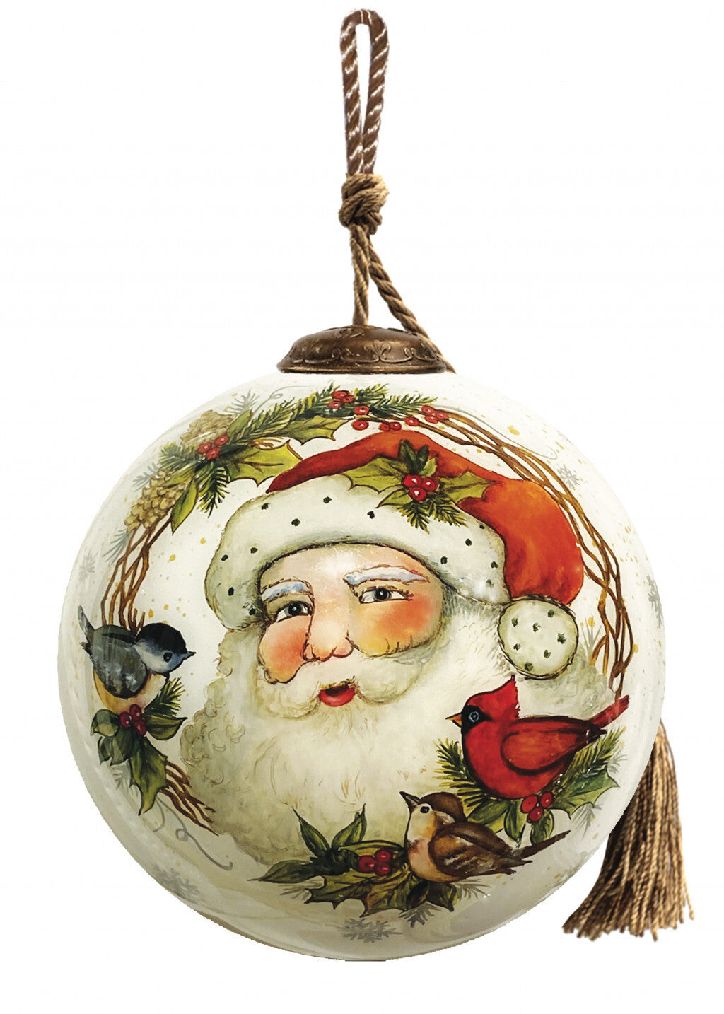 Winter Wreath Forest Santa Hand Painted Mouth Blown Glass Ornament LuxuryLifeWay Online Store