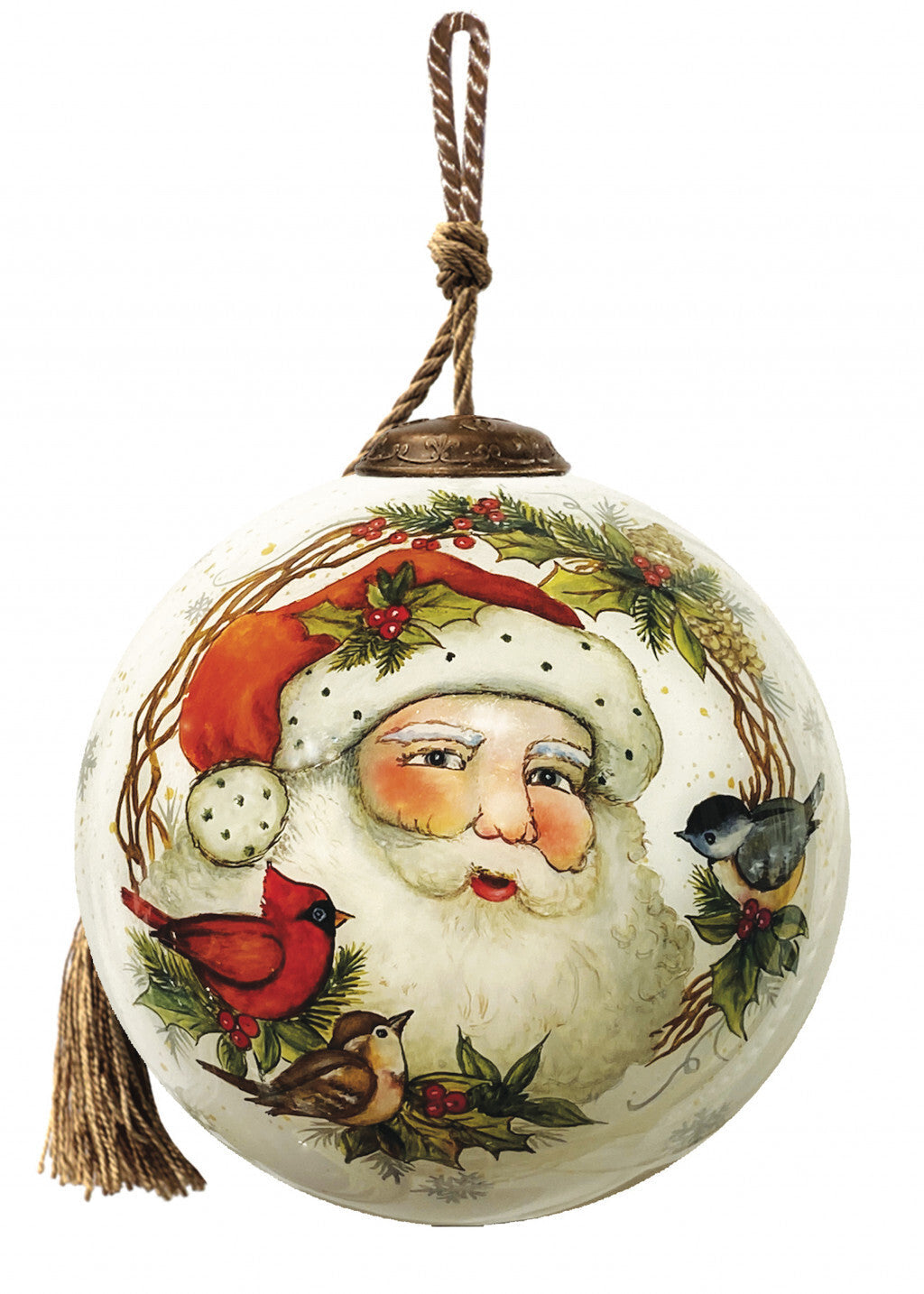 Winter Wreath Forest Santa Hand Painted Mouth Blown Glass Ornament LuxuryLifeWay Online Store