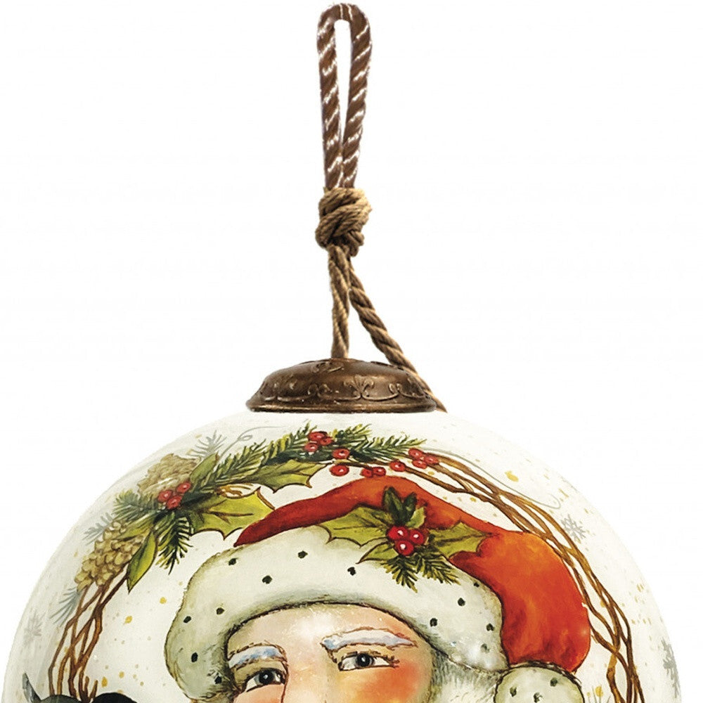Winter Wreath Forest Santa Hand Painted Mouth Blown Glass Ornament LuxuryLifeWay Online Store