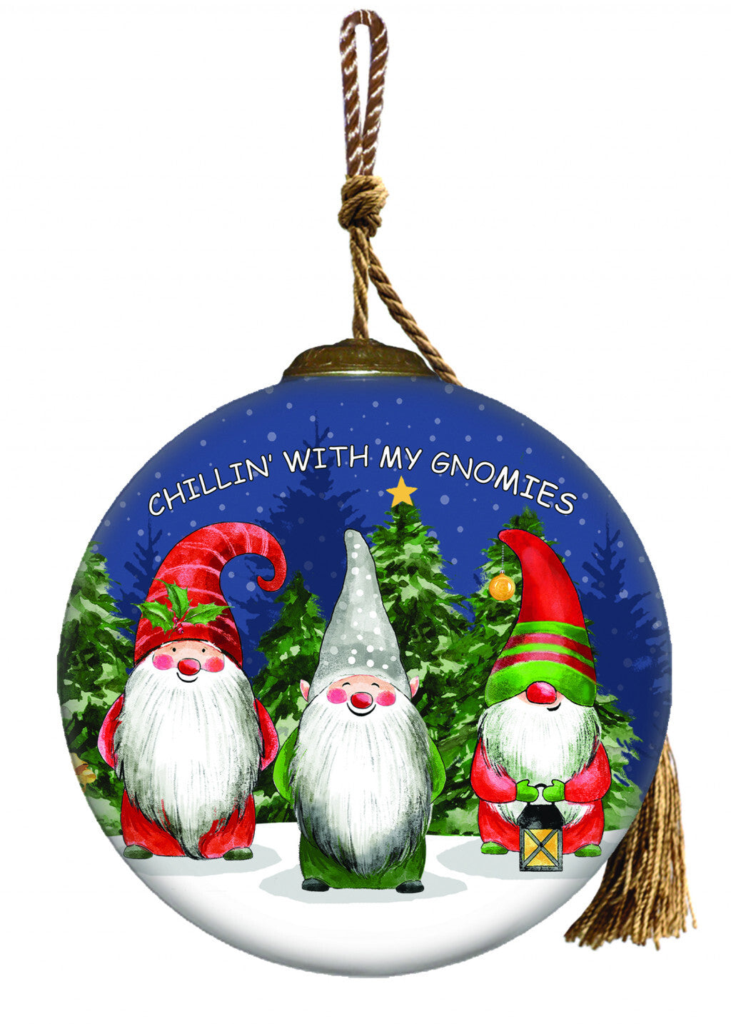 Casual Gnomes in Christmas Mode Hand Painted Mouth Blown Glass Ornament LuxuryLifeWay Online Store