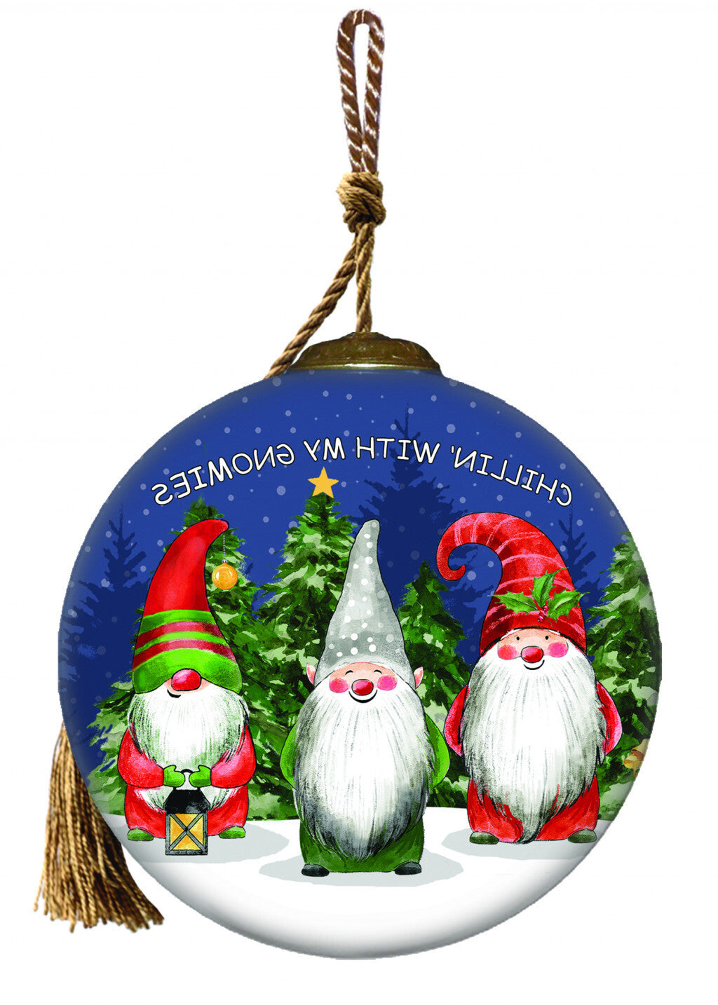 Casual Gnomes in Christmas Mode Hand Painted Mouth Blown Glass Ornament LuxuryLifeWay Online Store