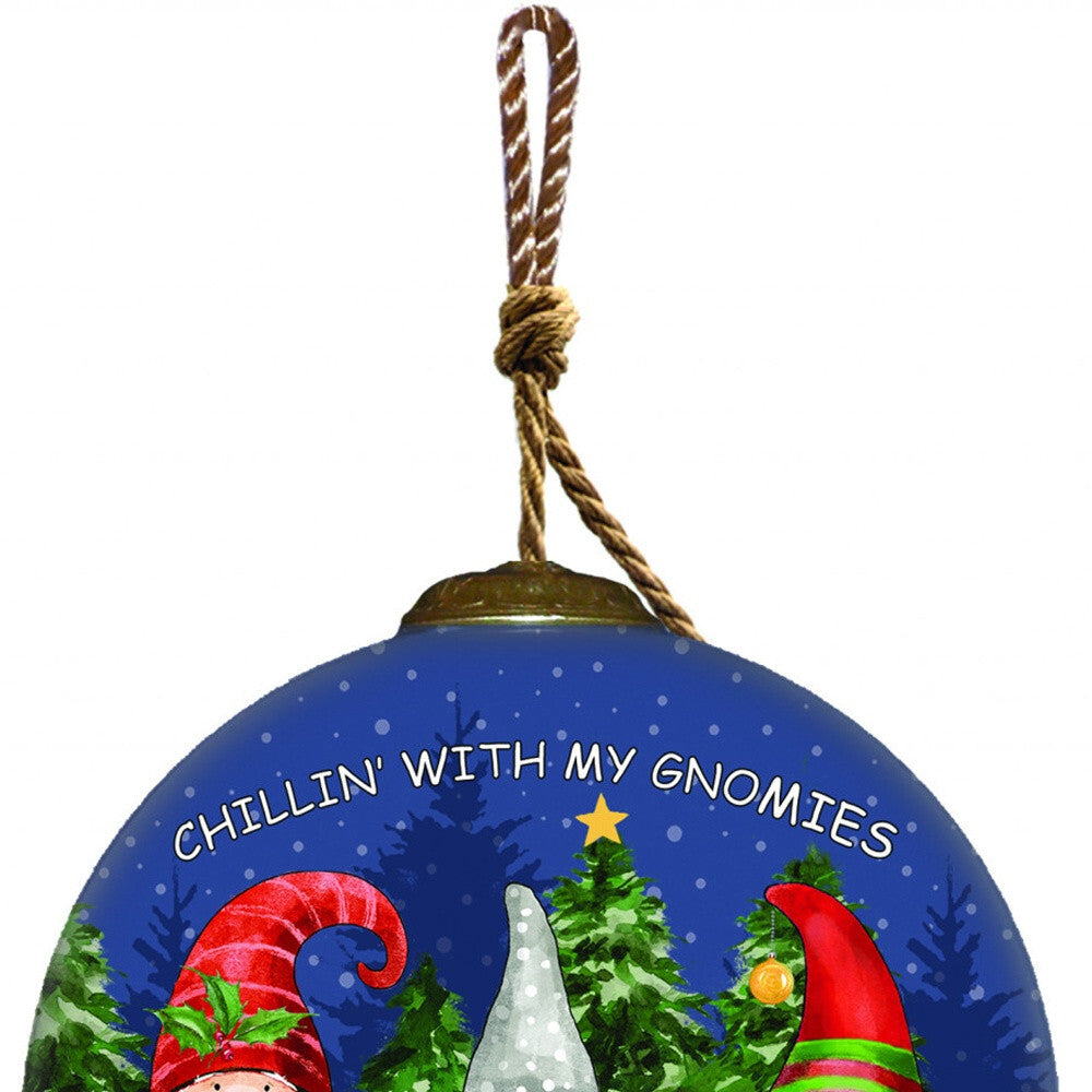 Casual Gnomes in Christmas Mode Hand Painted Mouth Blown Glass Ornament LuxuryLifeWay Online Store