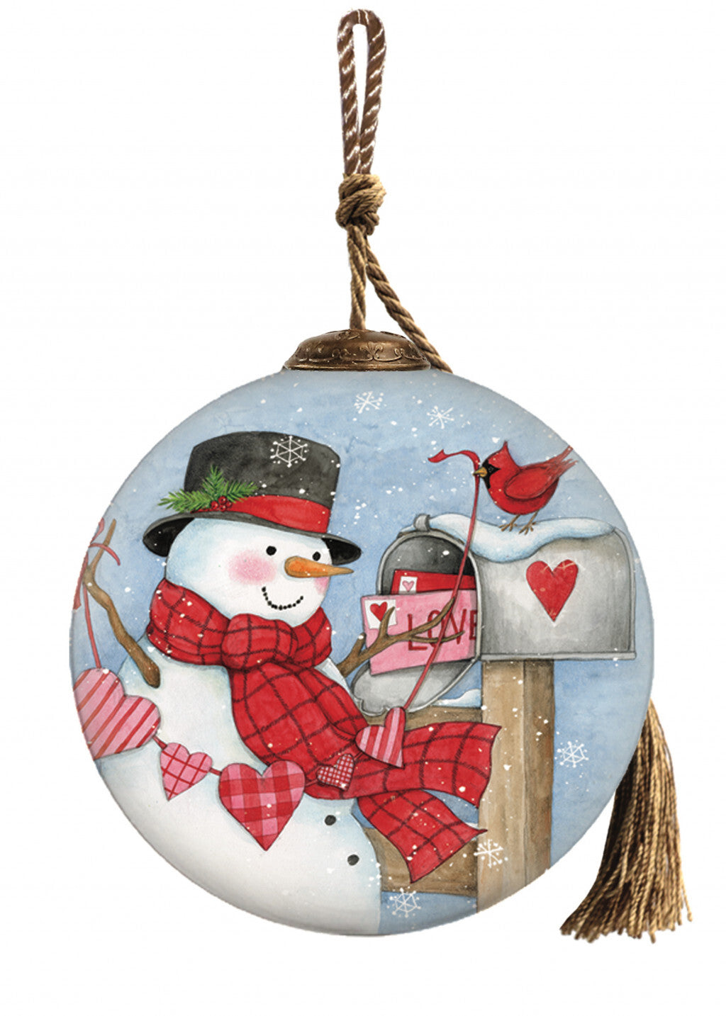 Valentine Snowman Hand Painted Mouth Blown Glass Ornament LuxuryLifeWay Online Store
