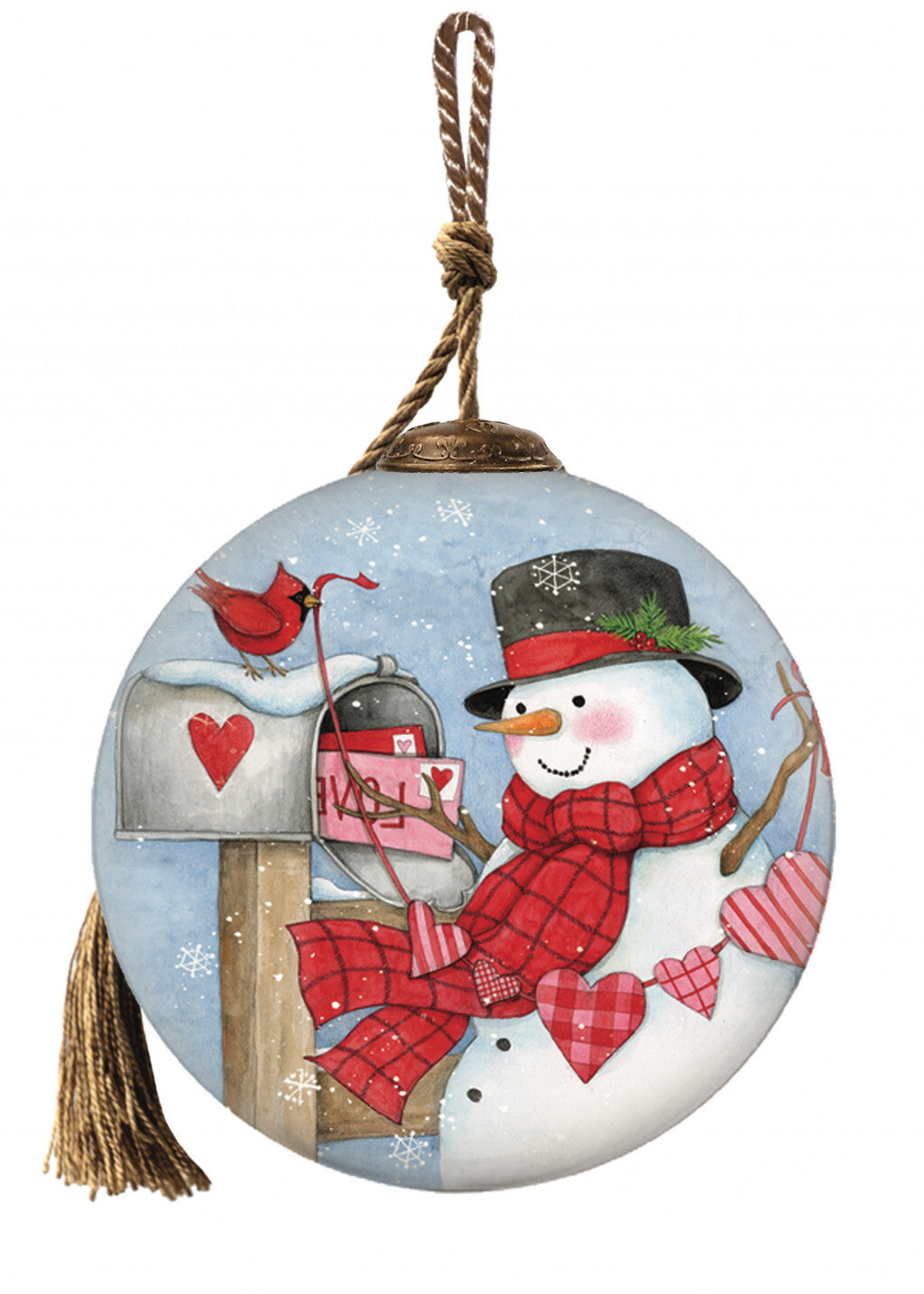 Valentine Snowman Hand Painted Mouth Blown Glass Ornament LuxuryLifeWay Online Store