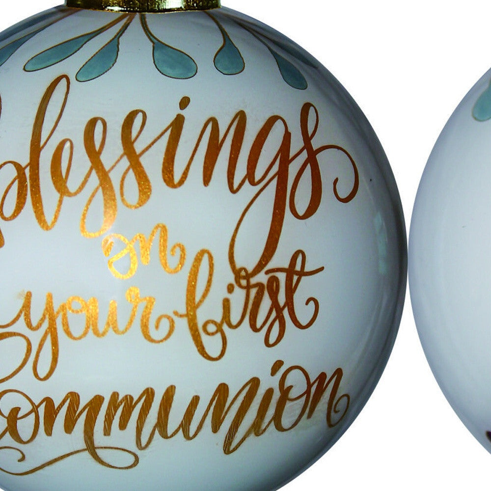 Gold First Communion Hand Painted Mouth Blown Glass Ornament LuxuryLifeWay Online Store