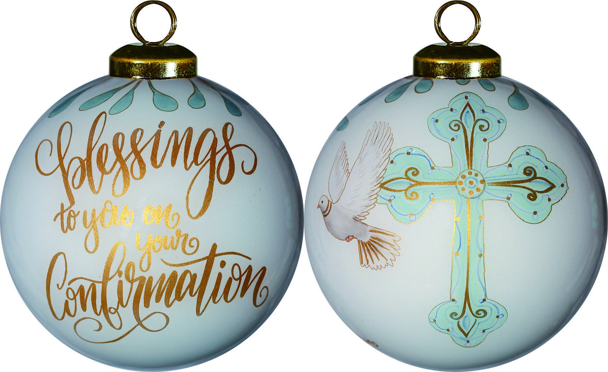 Gold Confirmation Hand Painted Mouth Blown Glass Ornament LuxuryLifeWay Online Store