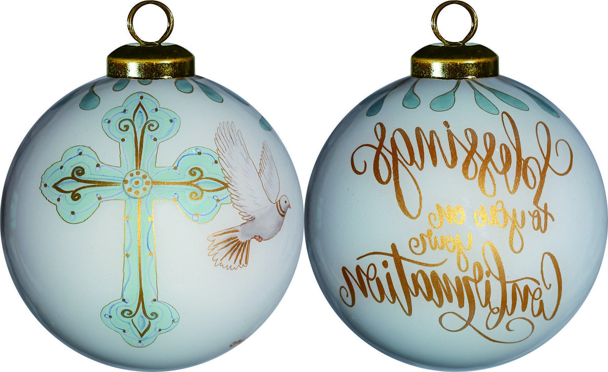 Gold Confirmation Hand Painted Mouth Blown Glass Ornament LuxuryLifeWay Online Store