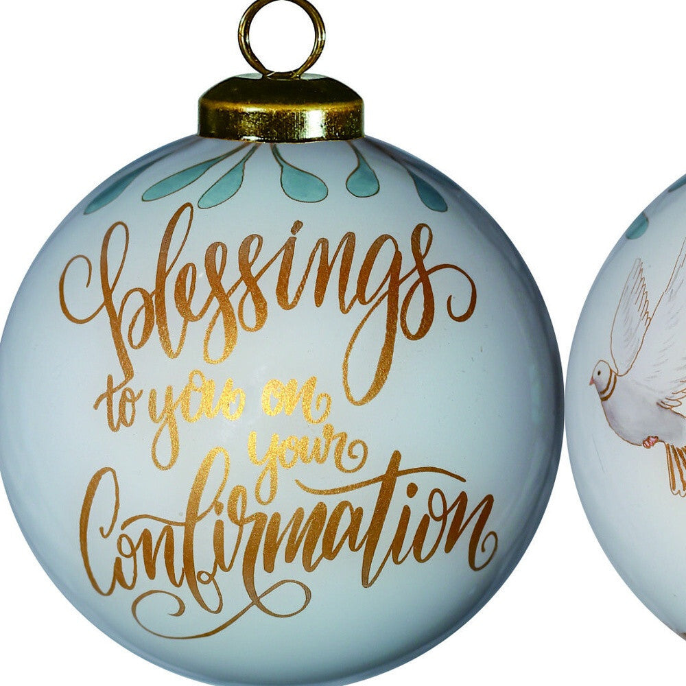 Gold Confirmation Hand Painted Mouth Blown Glass Ornament LuxuryLifeWay Online Store