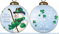 Green Irish Snowman Hand Painted Mouth Blown Glass Ornament LuxuryLifeWay Online Store