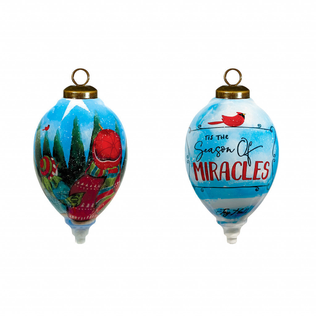 Season of Miracles Wordings Snowman Hand Painted Mouth Blown Glass Ornament LuxuryLifeWay Online Store