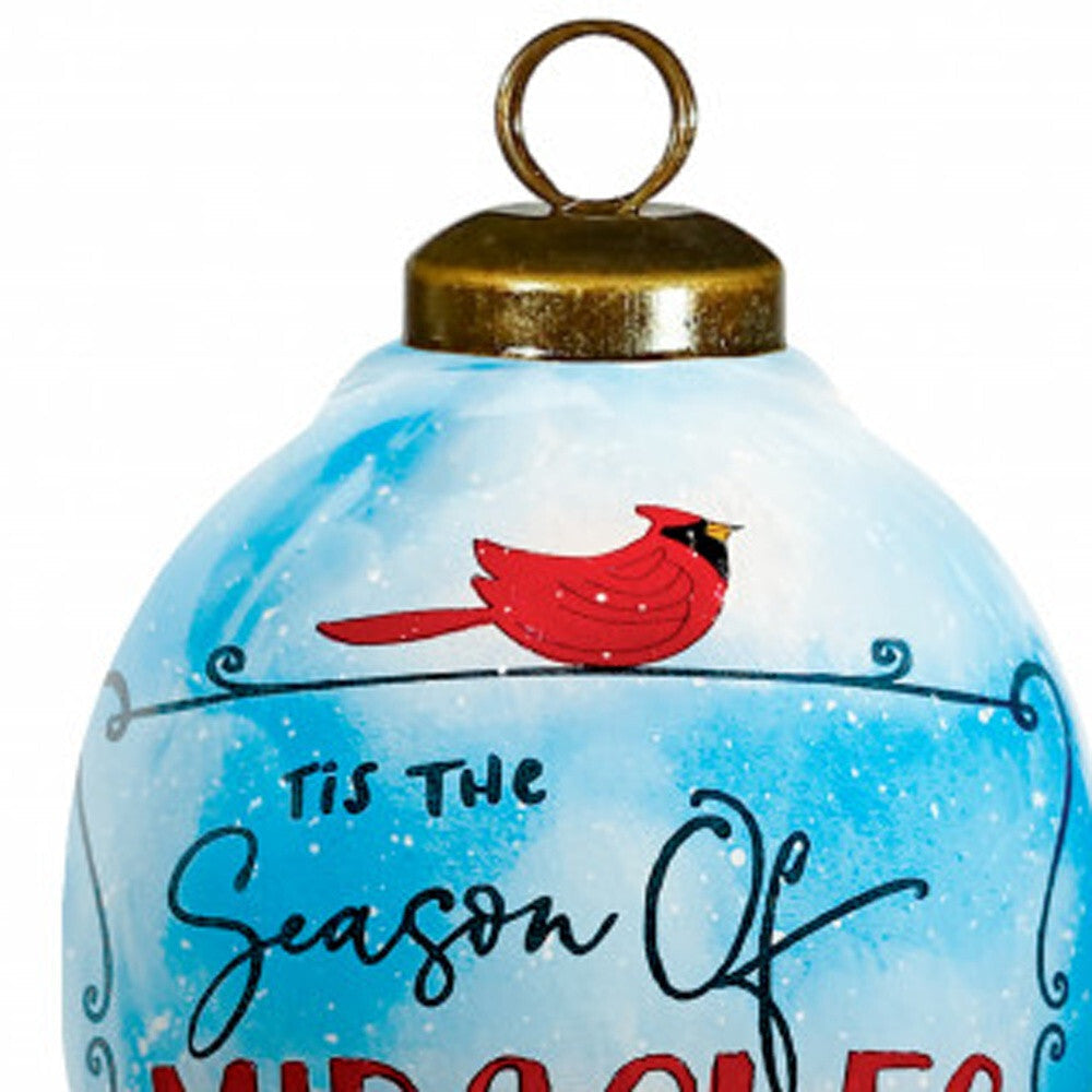 Season of Miracles Wordings Snowman Hand Painted Mouth Blown Glass Ornament LuxuryLifeWay Online Store