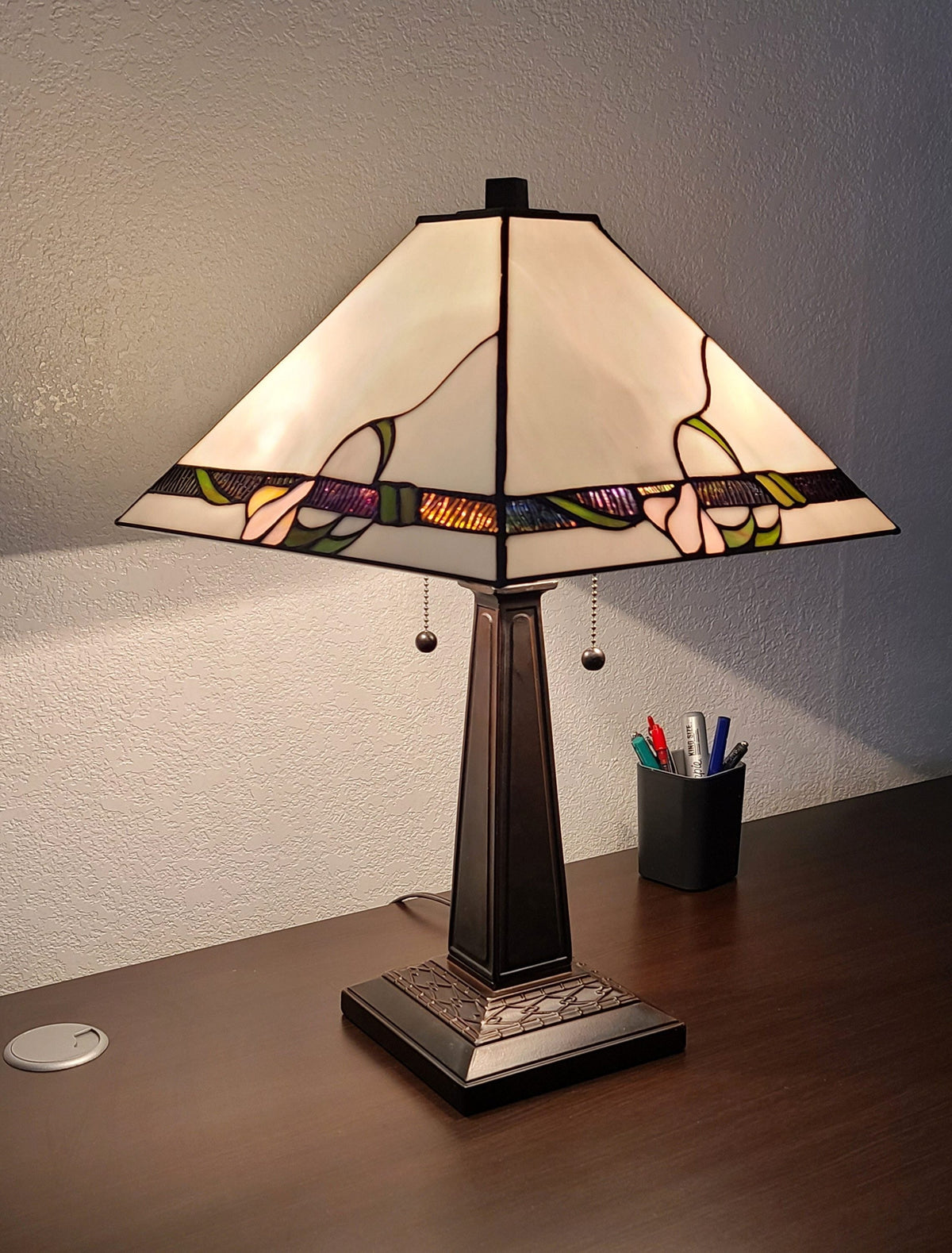 22" Dark Brown Metal Two Light Candlestick Table Lamp With Ivory Shade LuxuryLifeWay Online Store