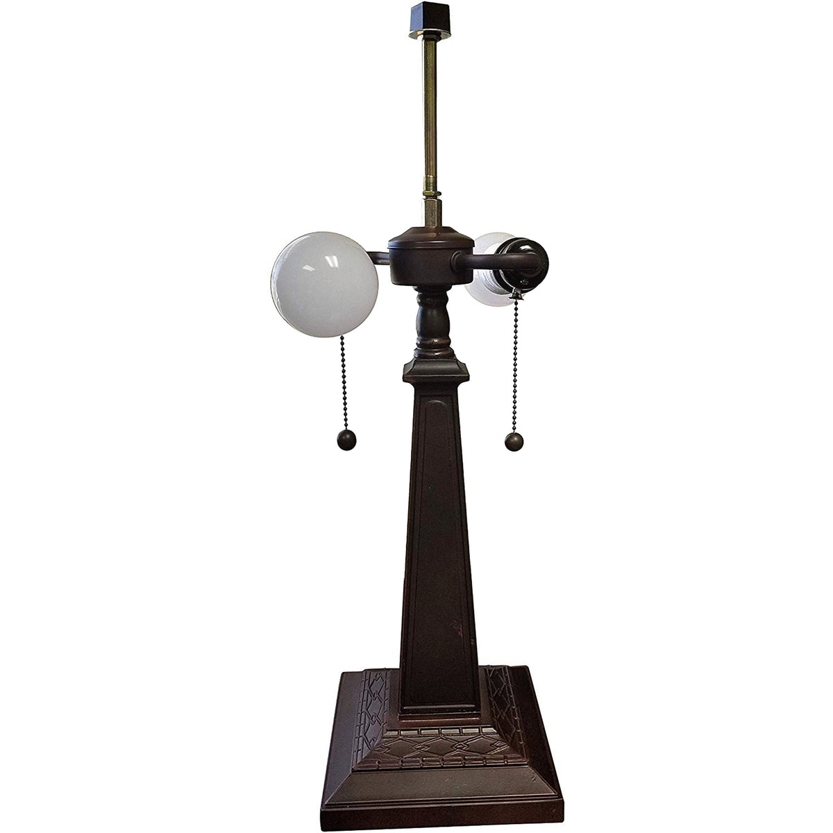 22" Dark Brown Metal Two Light Candlestick Table Lamp With Ivory Shade LuxuryLifeWay Online Store