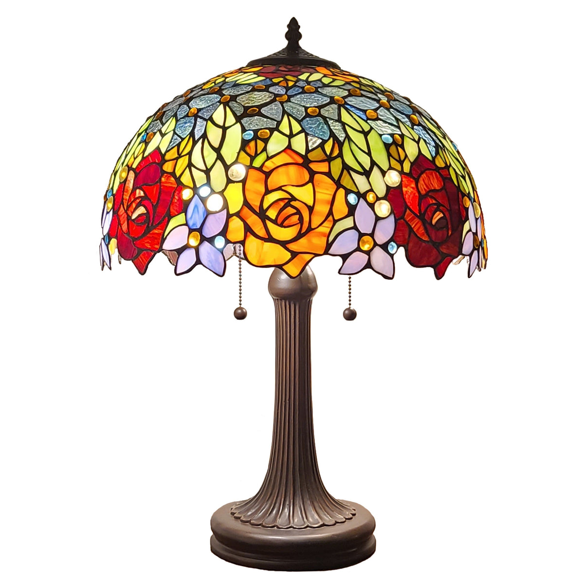 24" Dark Brown Metal Two Light Candlestick Table Lamp With Orange Shade LuxuryLifeWay Online Store