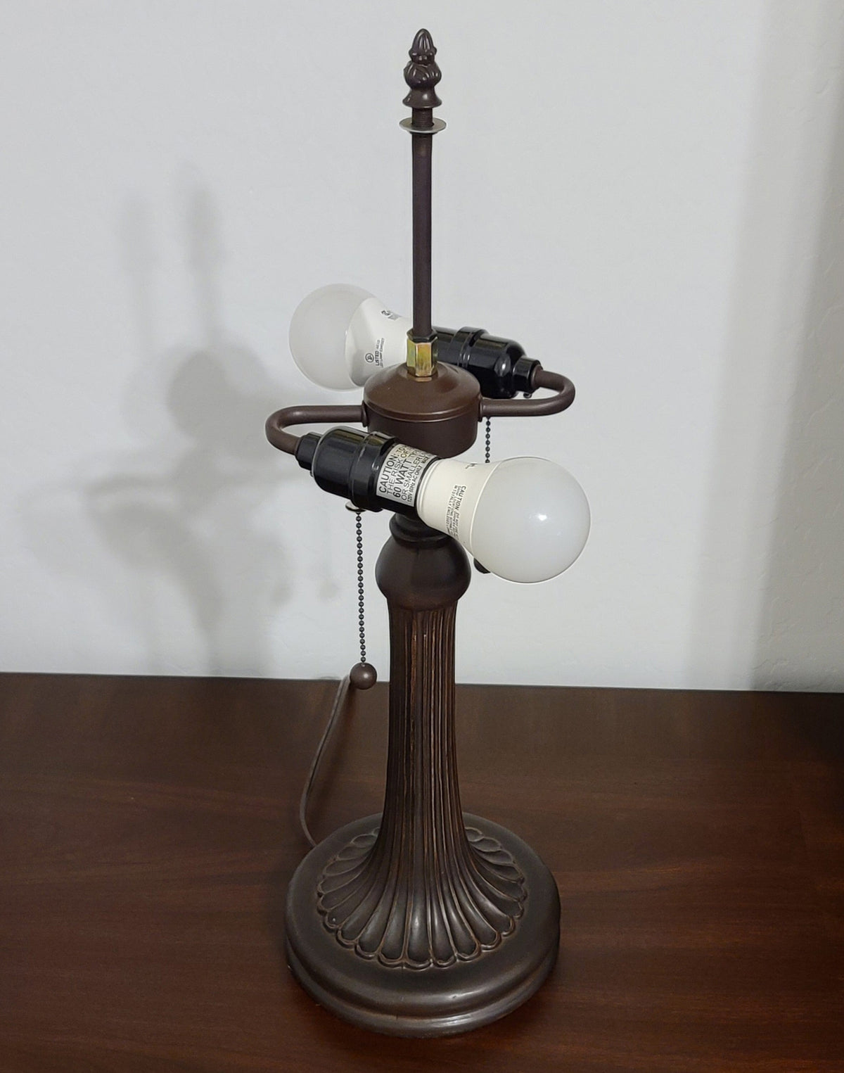 24" Dark Brown Metal Two Light Candlestick Table Lamp With Dark Brown Shade LuxuryLifeWay Online Store