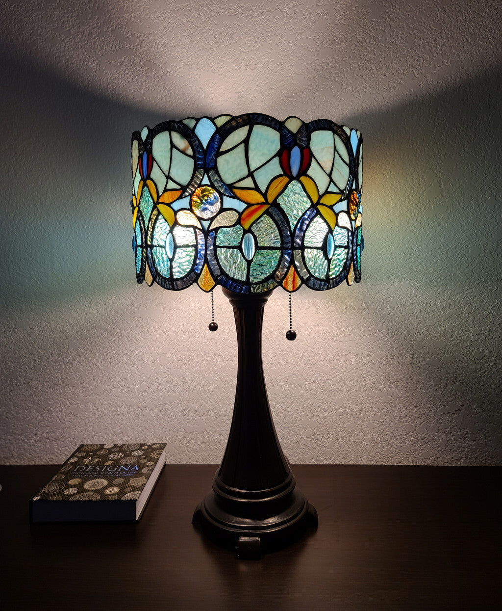 22" Dark Brown Metal Two Light Candlestick Table Lamp With Green Shade LuxuryLifeWay Online Store