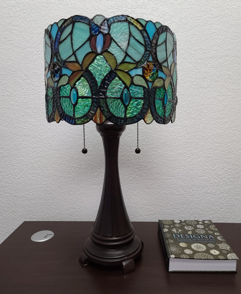 22" Dark Brown Metal Two Light Candlestick Table Lamp With Green Shade LuxuryLifeWay Online Store