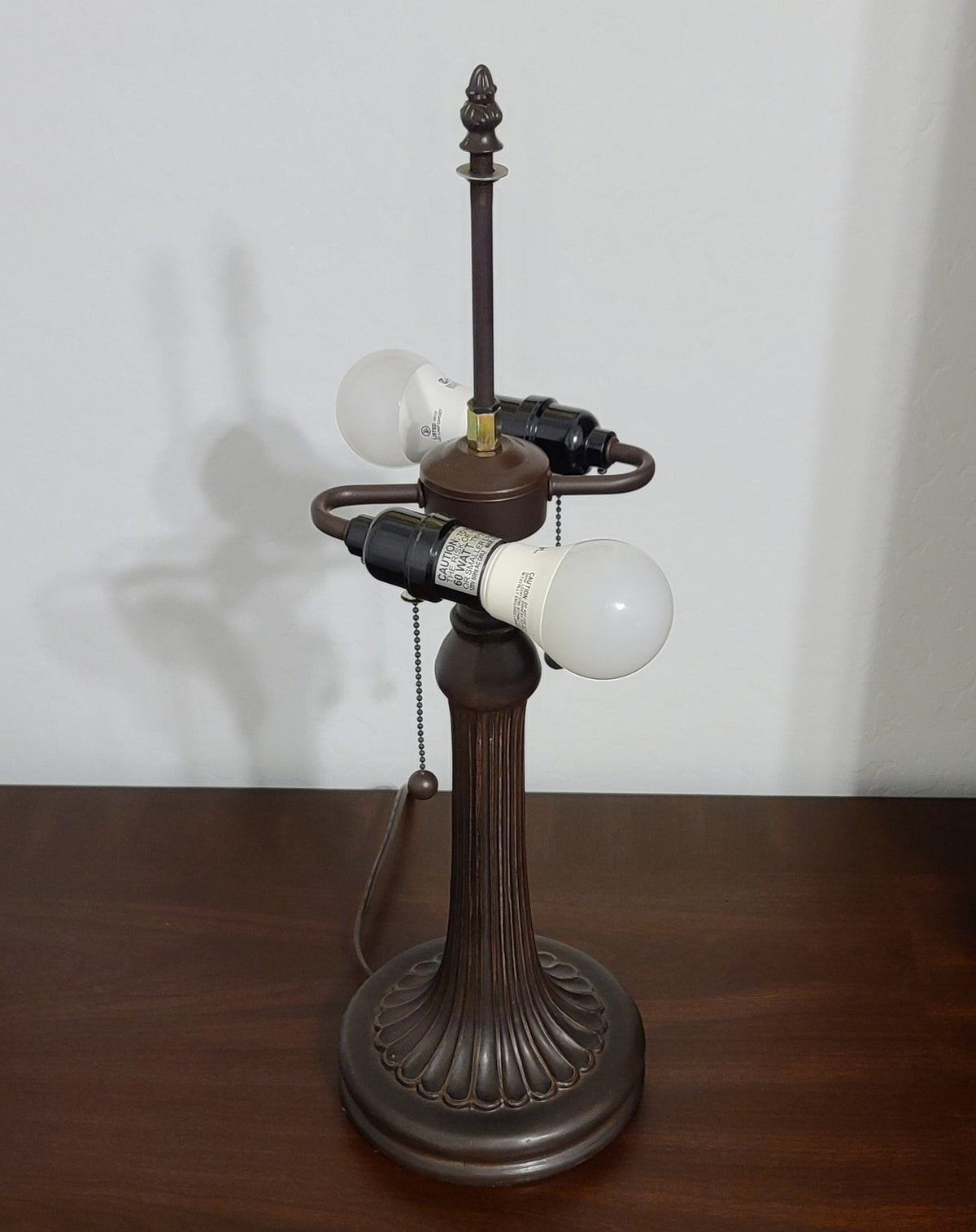 23" Dark Brown Metal Two Light Candlestick Table Lamp With White Shade LuxuryLifeWay Online Store