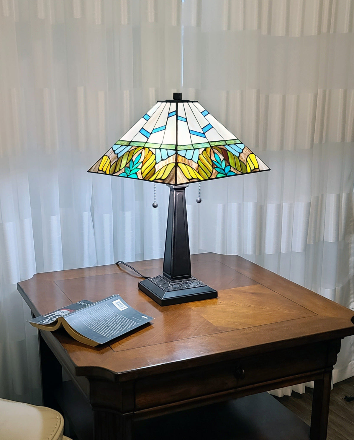 22" Dark Brown Metal Two Light Candlestick Table Lamp With White Shade LuxuryLifeWay Online Store