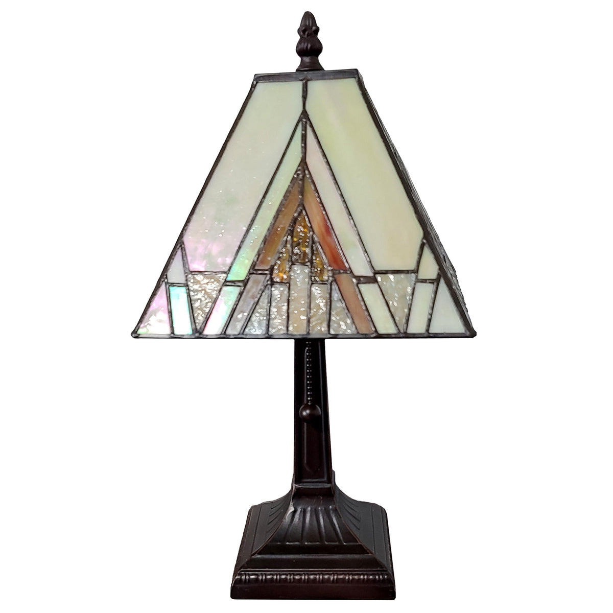 15" Dark Brown Metal Candlestick Table Lamp With Beige Shade LuxuryLifeWay Online Store