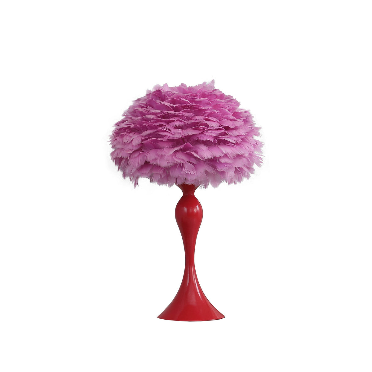 24" Glam Hot Pink Feather and Red Table Lamp LuxuryLifeWay Online Store