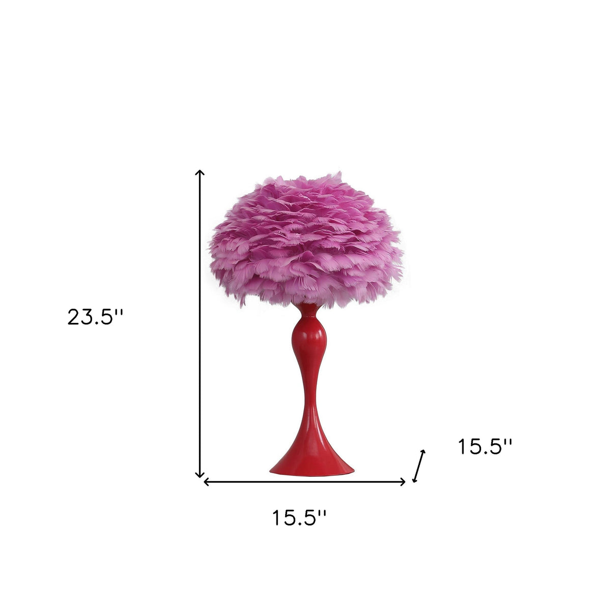 24" Glam Hot Pink Feather and Red Table Lamp LuxuryLifeWay Online Store