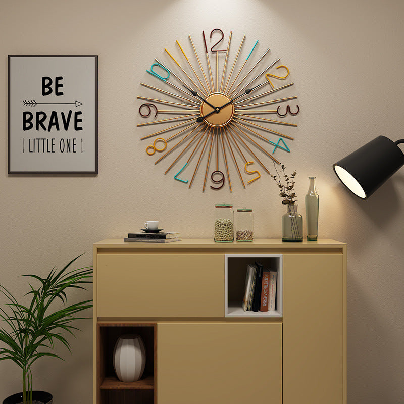 Fashion Silent Metal Wall Clock Creative Living Room PearlNestDecor.com