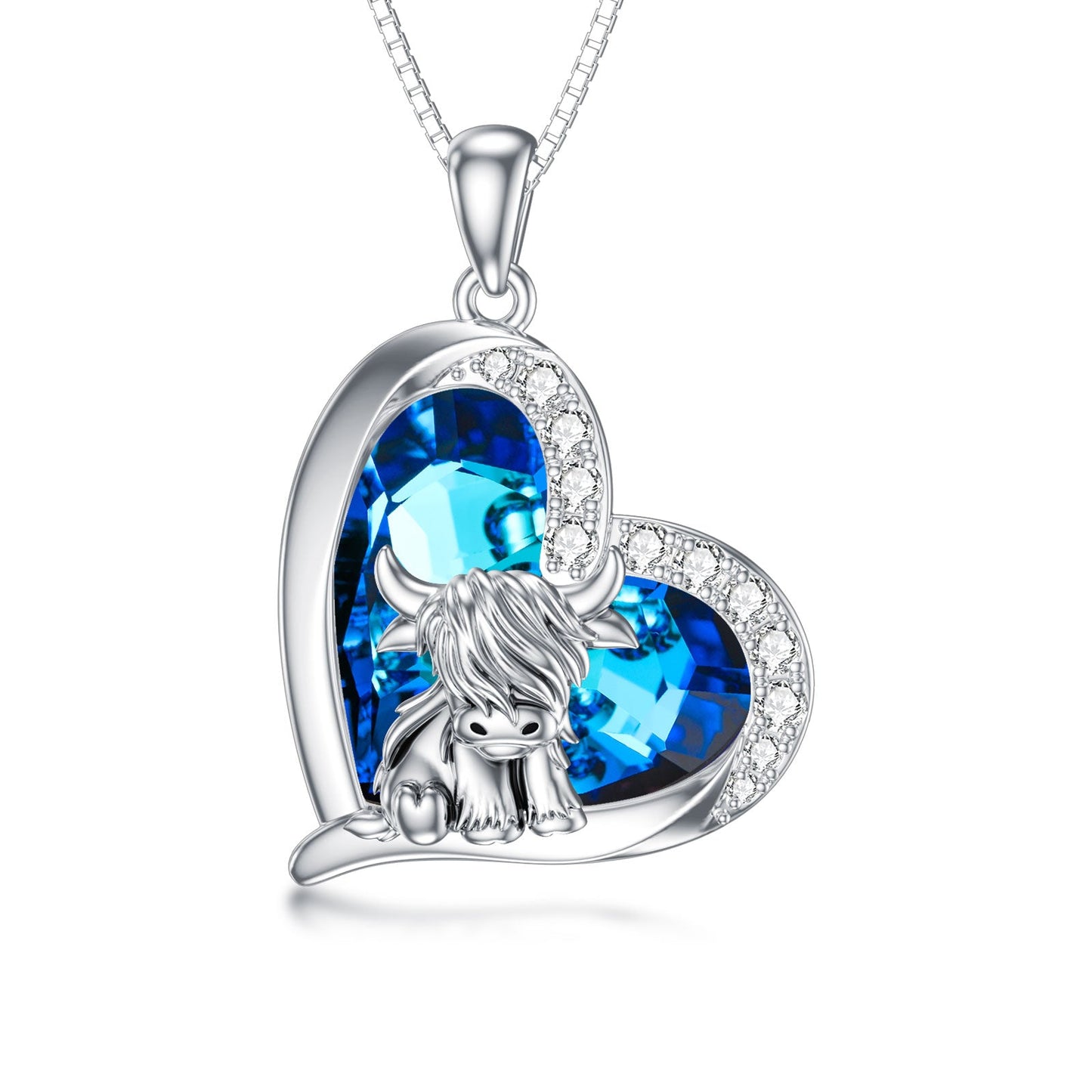 Highland Cow Necklace Anklet for Women 925 Sterling Silver Cow Crystal Necklace LadyShow.Store