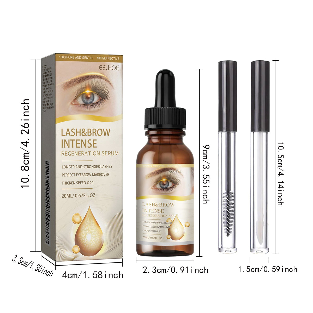 Eyelash Eyebrow E Ssence Set 20ml 1box-1 Eyelash Brush-1 Eyebrow Brush Tri Light Beauty