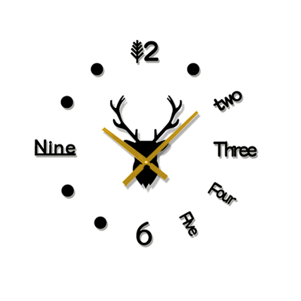 Ins3d deer head creative wall clock PearlNestDecor.com